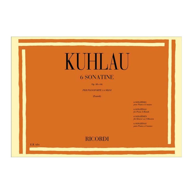 KUHLAU – 6 SONATINE OP 44 E 66 PER PIANOFORTE A 4 MANI