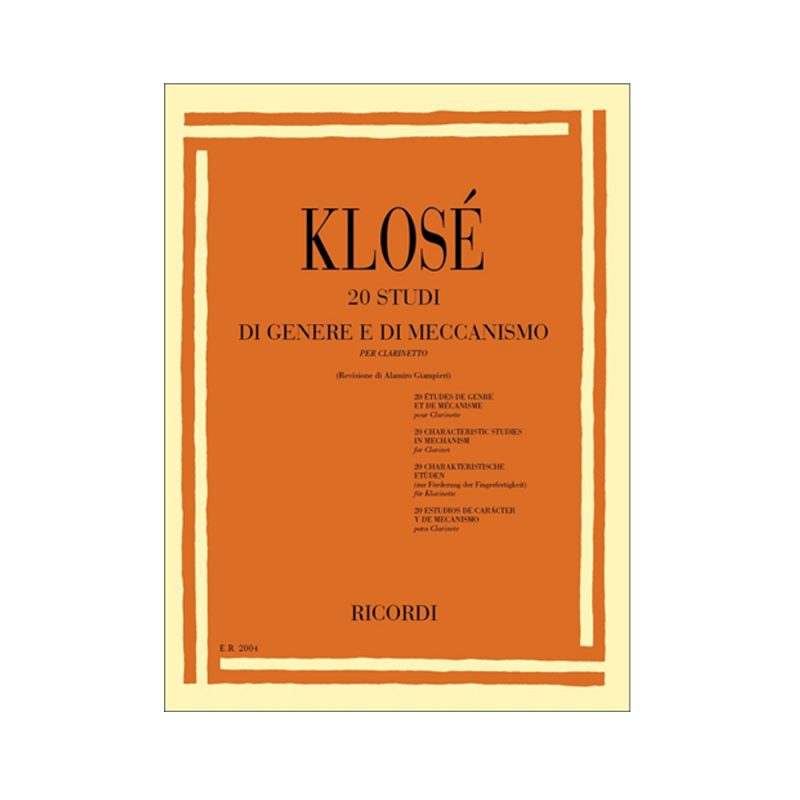 KLOSÉ – 20 STUDI DI GENERE E DI MECCANISMO PER CLARINETTO